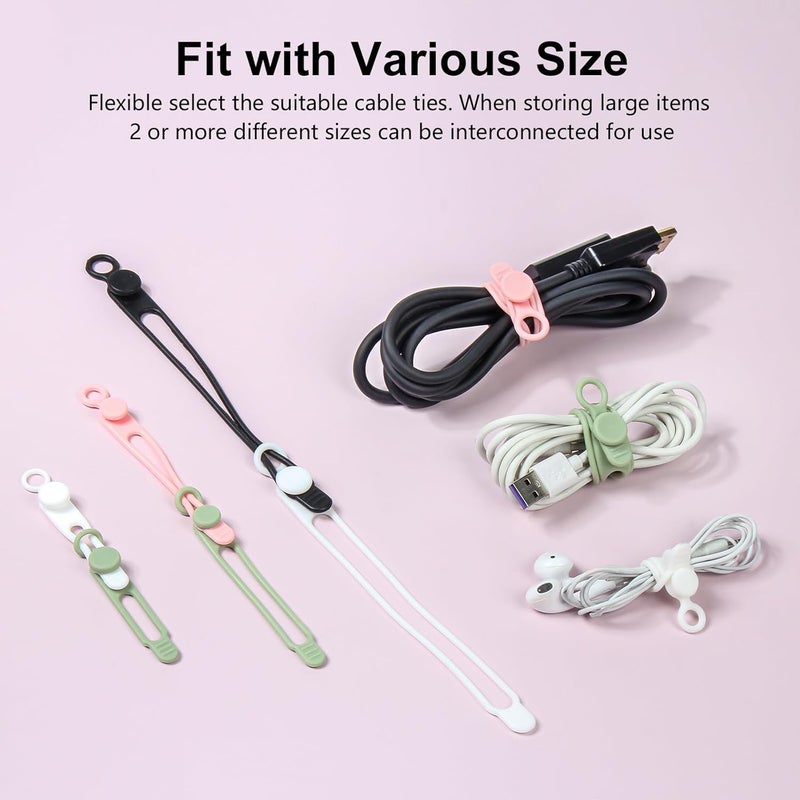 Oneleaf 30Pcs Cord Organizer, Silicone Cable Ties Reusable, Cord Ties for Electronics, Multipurpose Elastic Wire Ties, Travel Essentials for Cable Organizer, Wire Organizers for Fastening Cords - Image 3